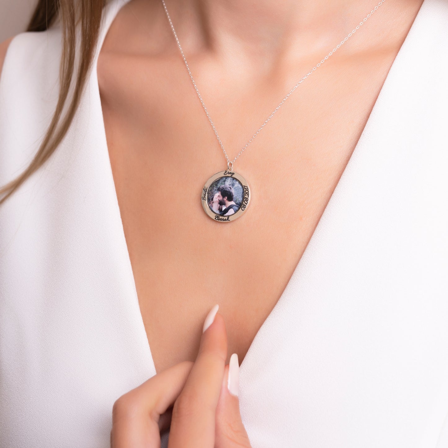 925 Ayar Gümüş Kişiye Özel Fotoğraflı Kolye