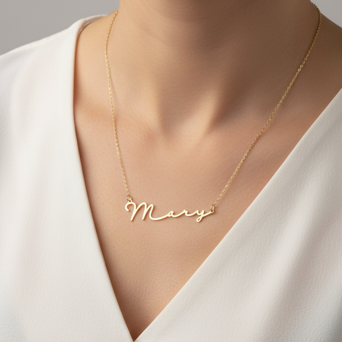 925 Ayar Gümüş Kişiye Özel Yatay İsimli İmza Kolye