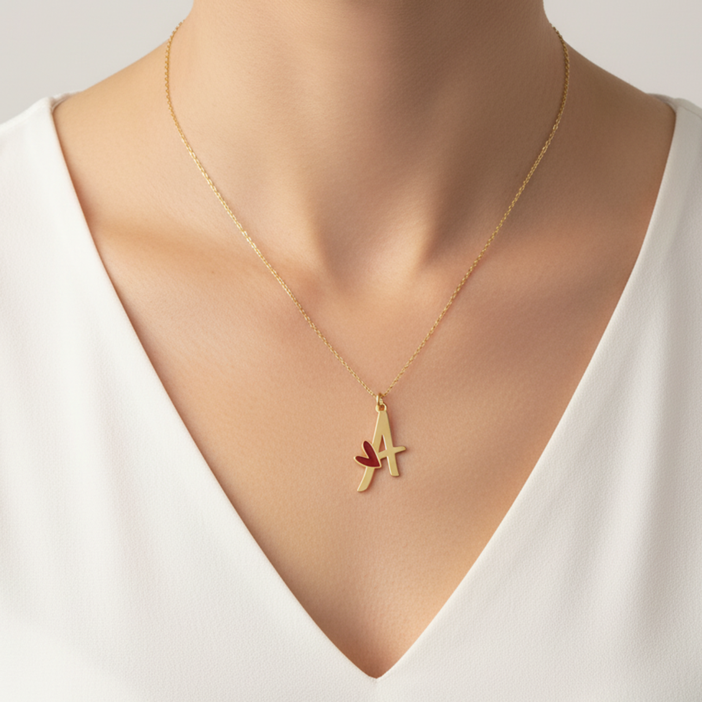 925 Ayar Gümüş Kalp Detaylı Kişiye Özel Harf Kolye