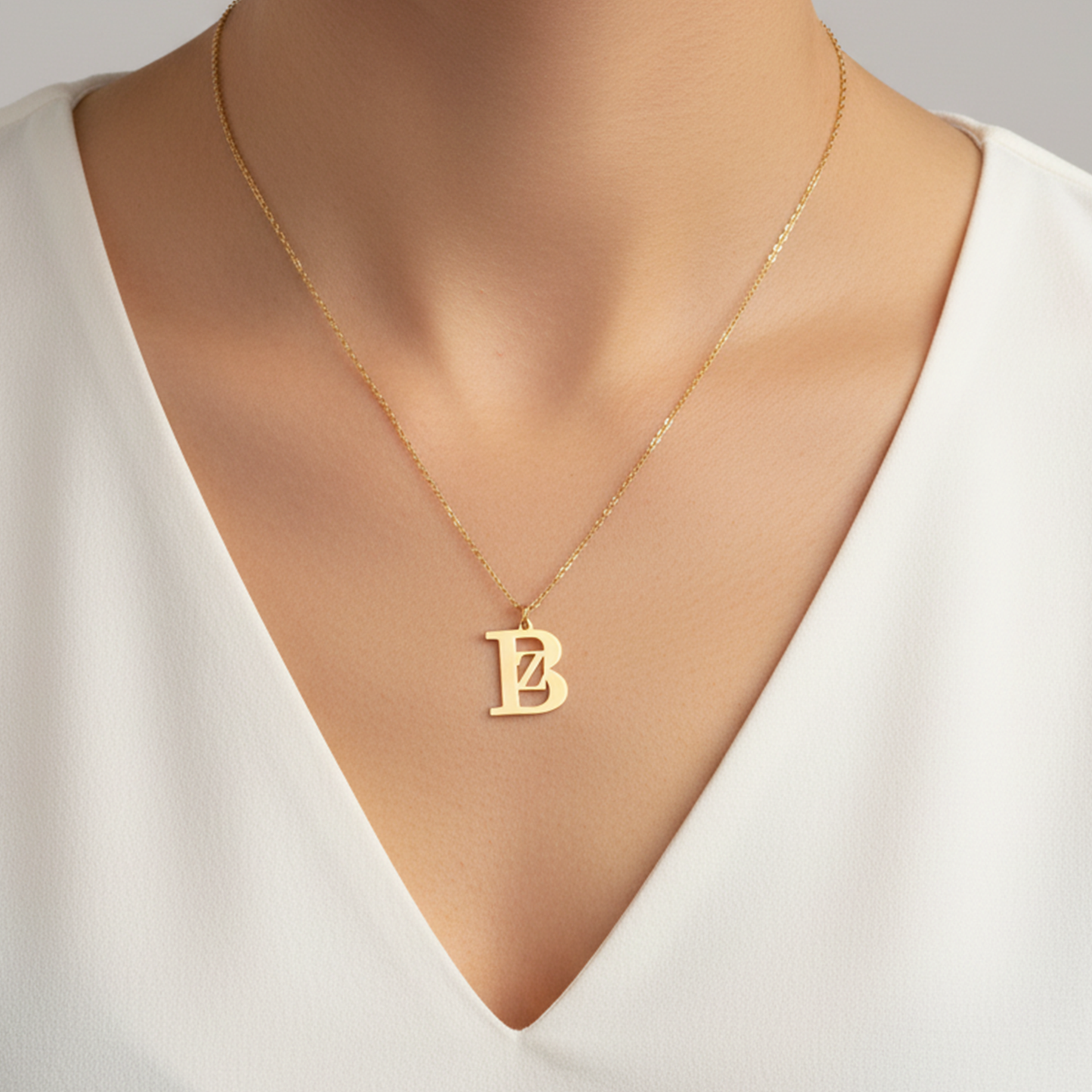 925 Ayar Gümüş Kişiye Özel İç İçe Harf Tasarımlı Kolye