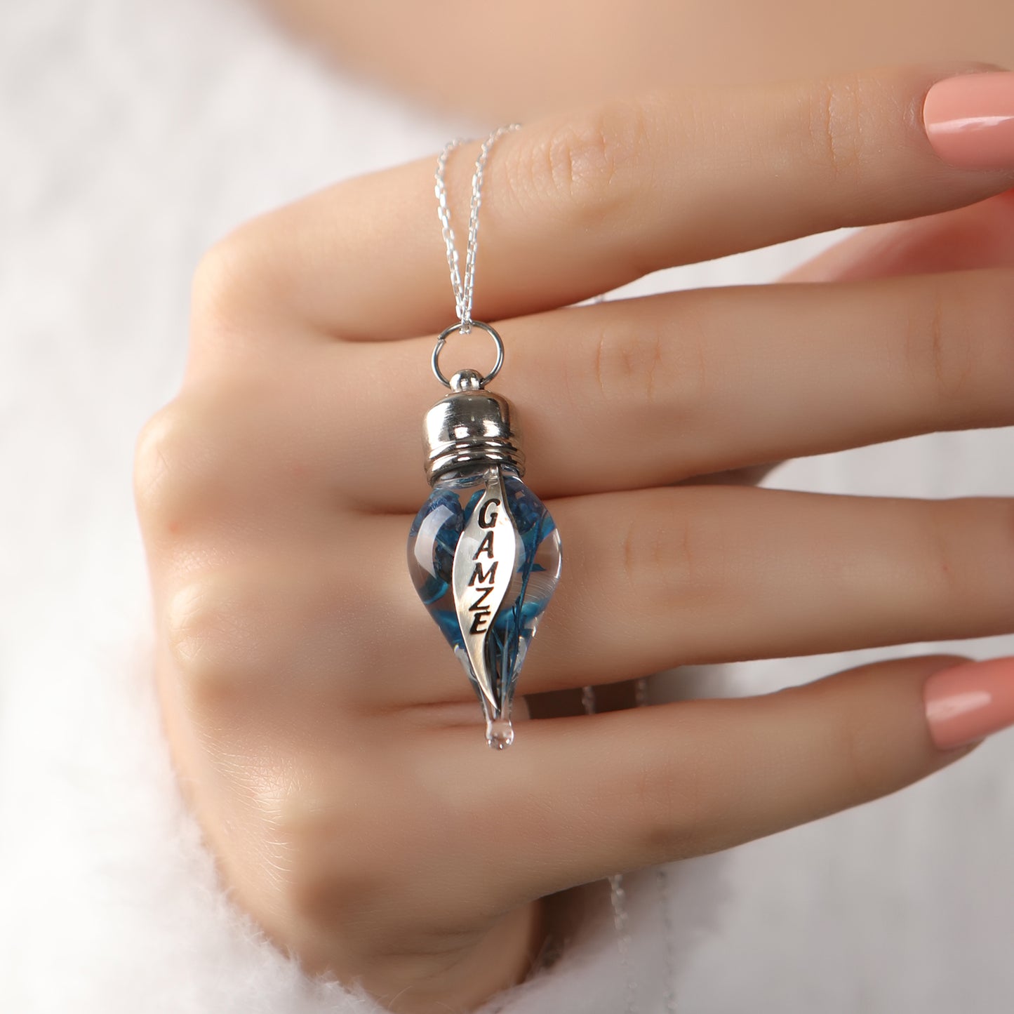 925 Ayar Gümüş Kişiye Özel Fanus Tasarımlı İsimli Kolye