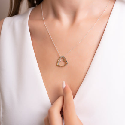 925 Ayar Gümüş Kişiye Özel İç İçe Geçmiş Kalpli İsim Kolye