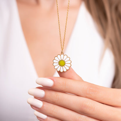 925 Ayar Gümüş Papatya Tasarımlı Kolye