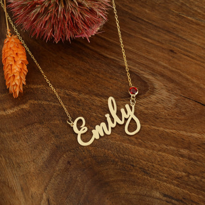 925 Ayar Gümüş Kişiye Özel Doğum Taşlı İsim Kolye