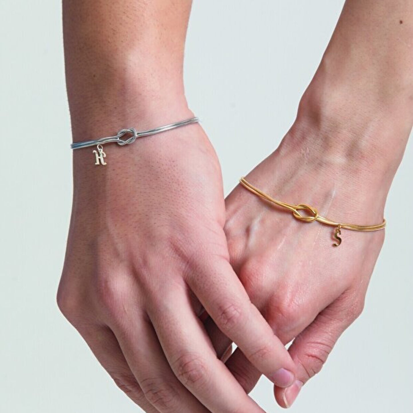 925 Ayar Gümüş Kişiye Özel Düğüm Çift Bilekliği