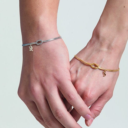 925 Ayar Gümüş Kişiye Özel Düğüm Çift Bilekliği