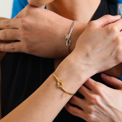 925 Ayar Gümüş Kişiye Özel Düğüm Çift Bilekliği