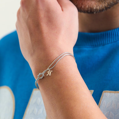 925 Ayar Gümüş Unısex Kişiye Özel Harfli Düğüm Bileklik