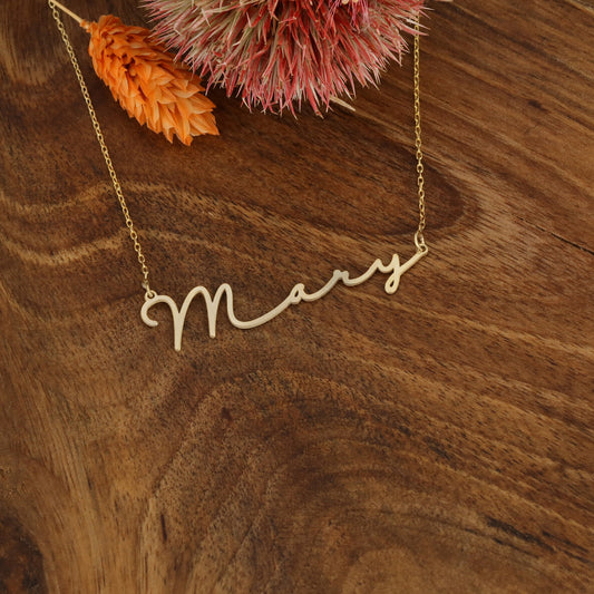 925 Ayar Gümüş Kişiye Özel Yatay İsimli İmza Kolye