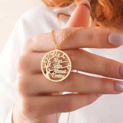 925 Ayar Gümüş Kişiye Özel Hayat Ağacı Tasarımlı Kolye