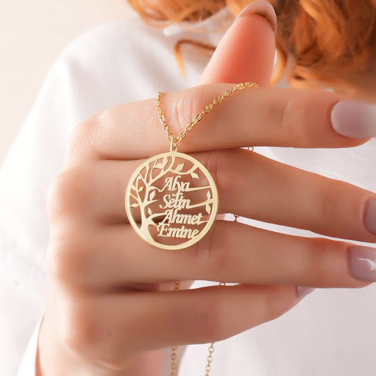 925 Ayar Gümüş Kişiye Özel Hayat Ağacı Tasarımlı Kolye