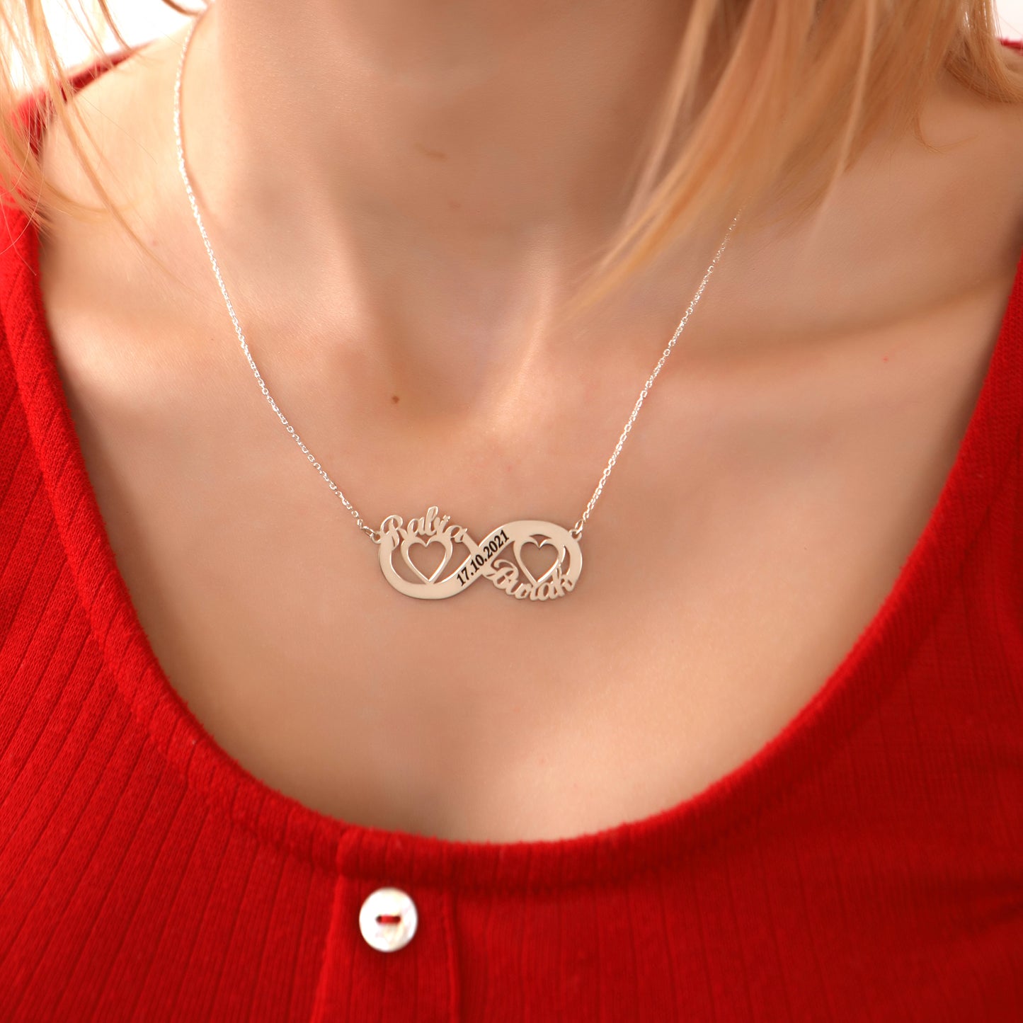 925 Ayar Gümüş Kişiye Özel Sonsuzluk İsim ve Tarih Kolye