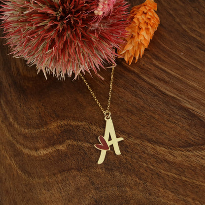 925 Ayar Gümüş Kalp Detaylı Kişiye Özel Harf Kolye