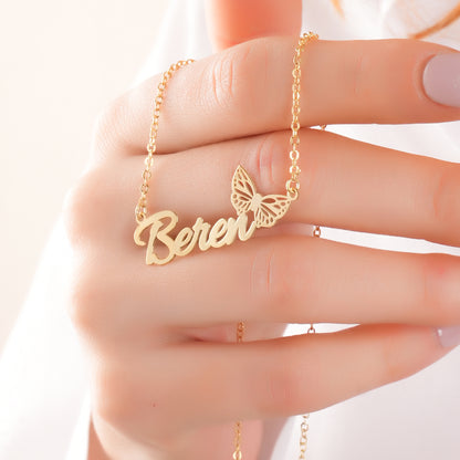 925 Ayar Gümüş Kişiye Özel Kelebek Tasarımlı Kolye