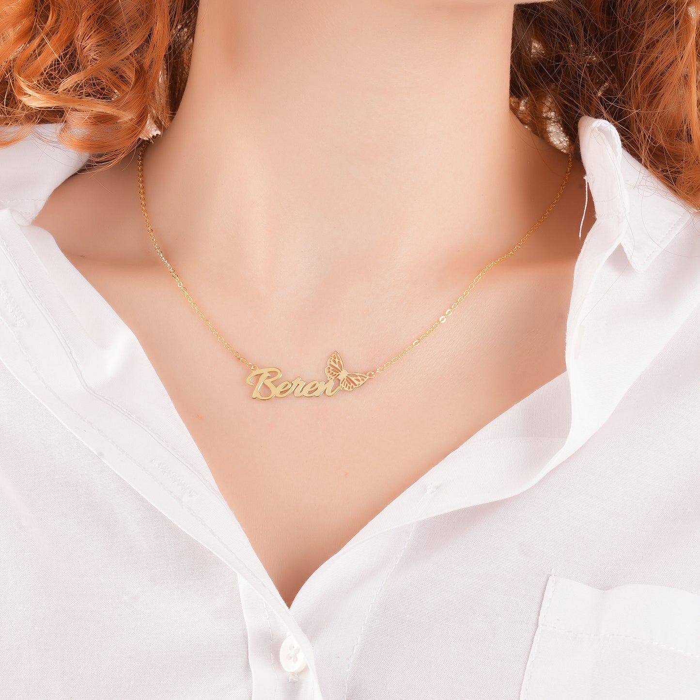 925 Ayar Gümüş Kişiye Özel Kelebek Tasarımlı Kolye