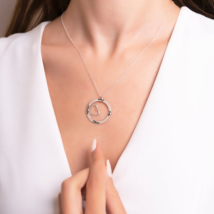 925 Ayar Gümüş Kişiye Özel Kalp Tasarımlı İsim Kolye