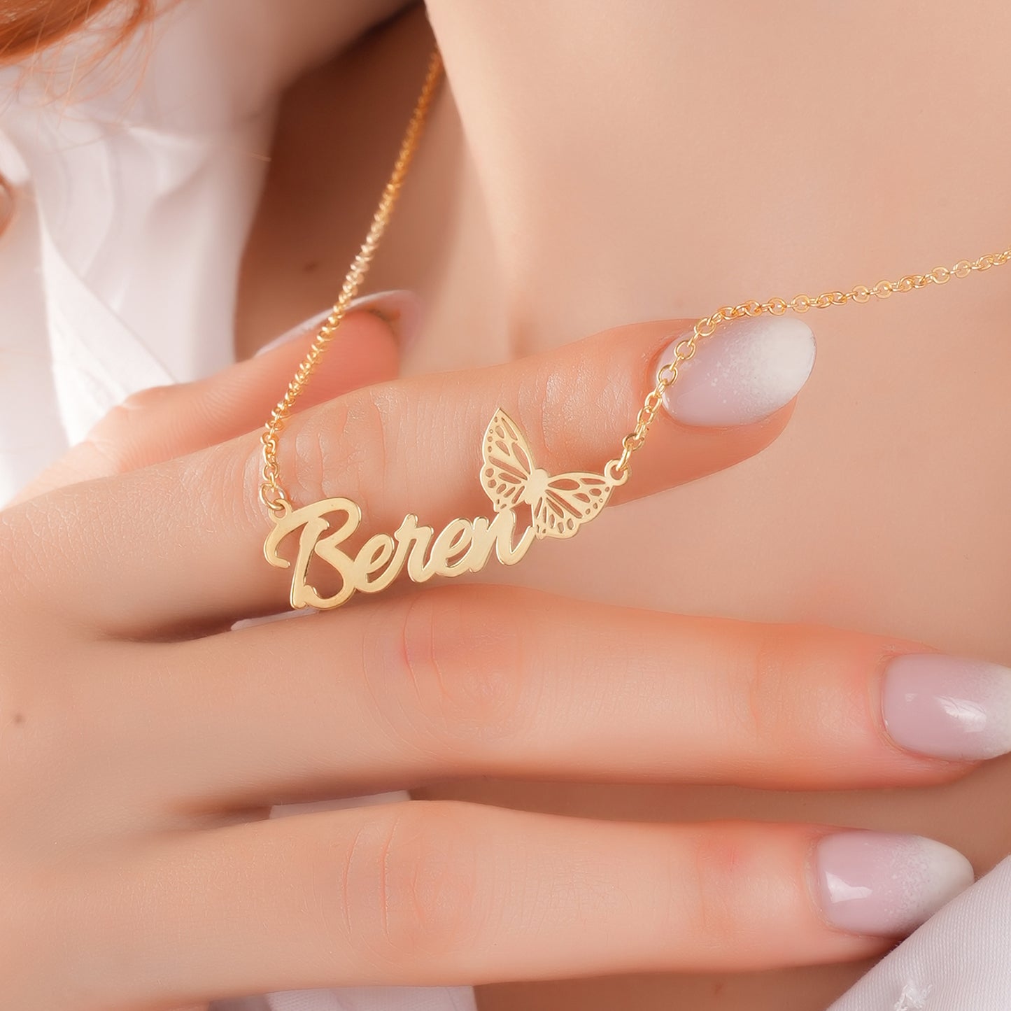 925 Ayar Gümüş Kişiye Özel Kelebek Tasarımlı Kolye