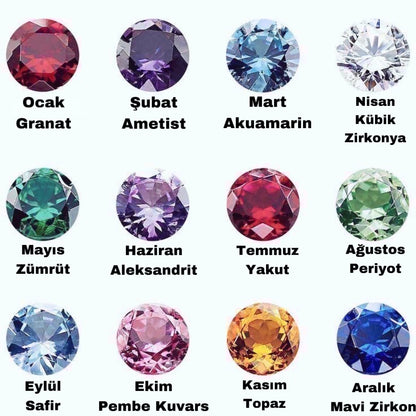 925 Ayar Gümüş Kişiye Özel Doğum Taşlı İsim Kolye