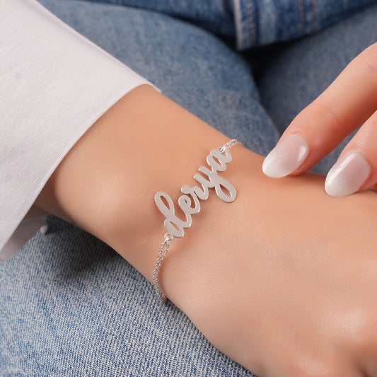 925 Ayar Gümüş Kişiye Özel İsim Bileklik