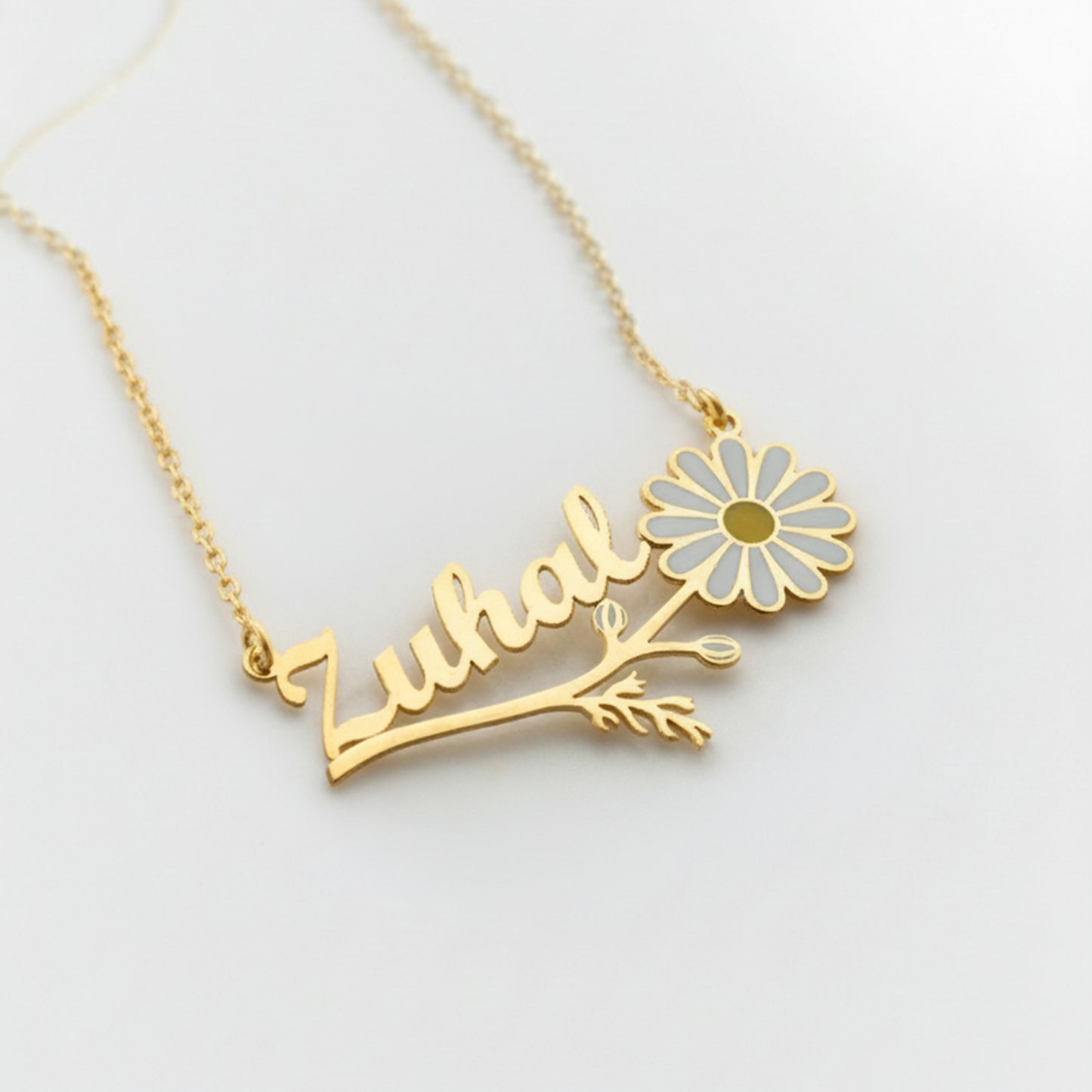 925 Ayar Gümüş Kişiye Özel Papatya Tasarımlı Kolye