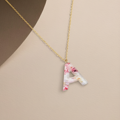 925 Ayar Gümüş Kişiye Özel Çiçek Tasarımlı Harf Kolye