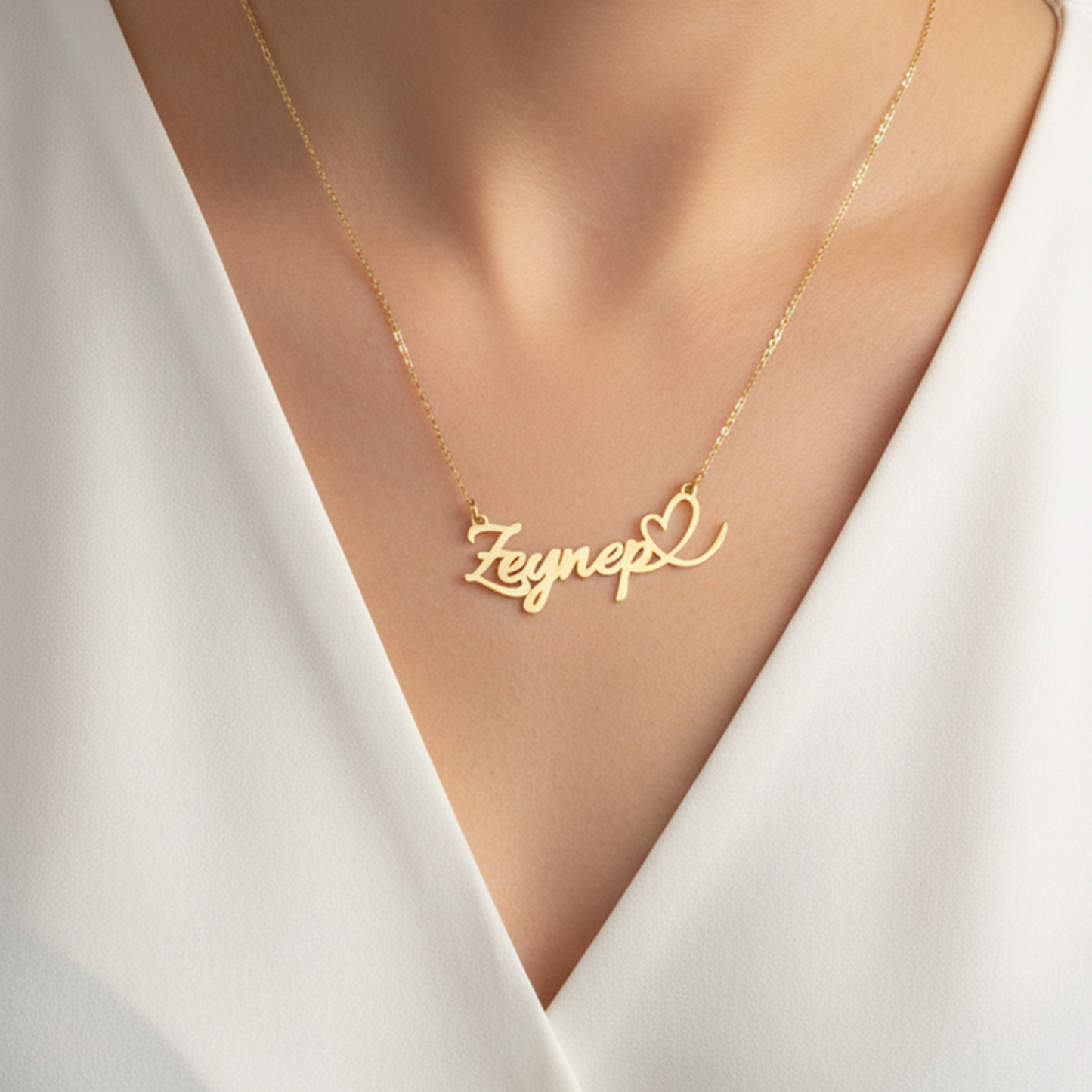 925 Ayar Gümüş Kişiye Özel Kalpli İsim Kolye