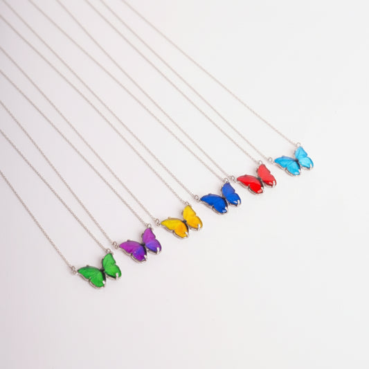 925 Ayar Gümüş Renkli Kelebek Kolye