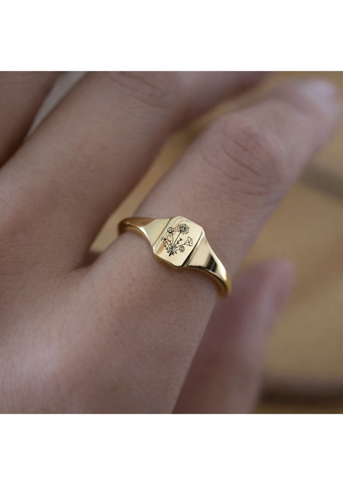 Çiçek Baskılı Yüzük – 925 Ayar Gümüş (Silver / Gold / Rose)