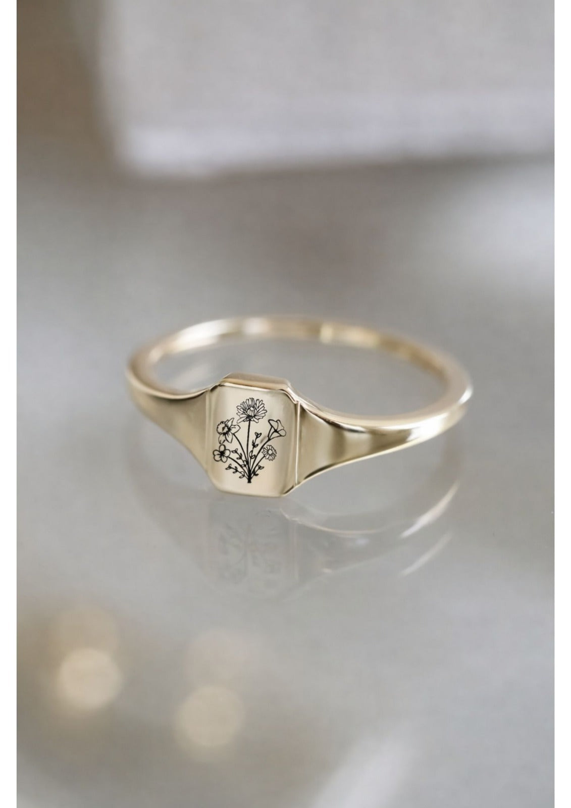 Çiçek Baskılı Yüzük – 925 Ayar Gümüş (Silver / Gold / Rose)