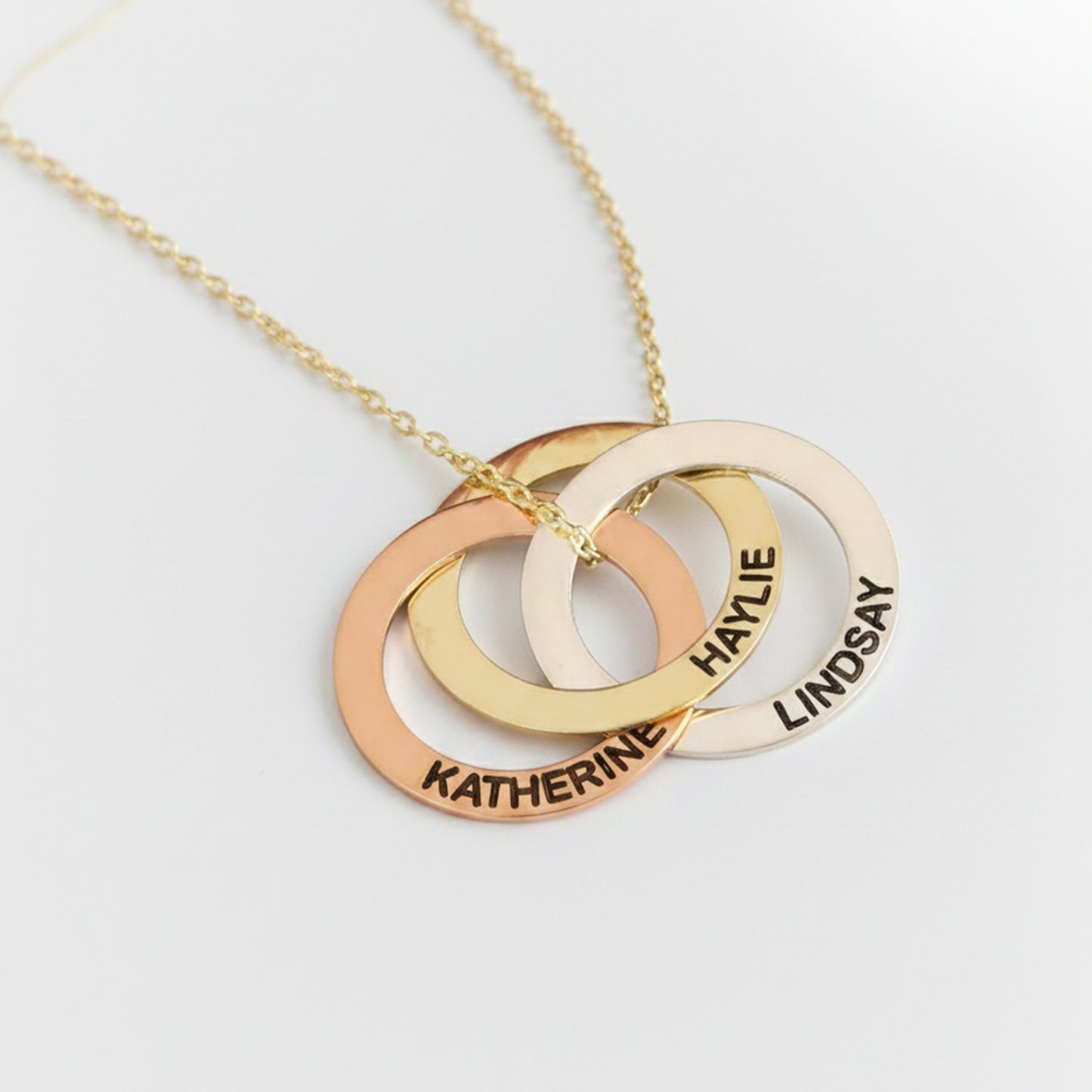 925 Ayar Gümüş Kişiye Özel Üç Halkalı İsim Kolye