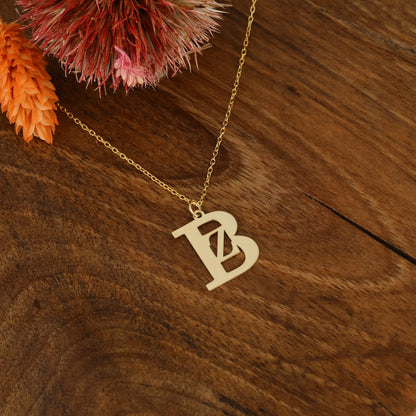 925 Ayar Gümüş Kişiye Özel İç İçe Harf Tasarımlı Kolye