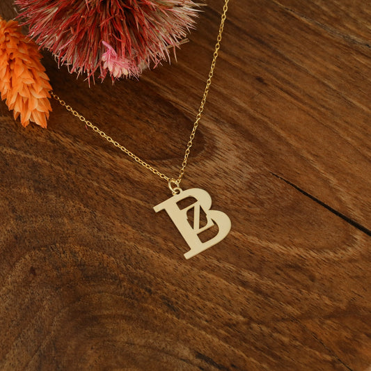 925 Ayar Gümüş Kişiye Özel İç İçe Harf Tasarımlı Kolye