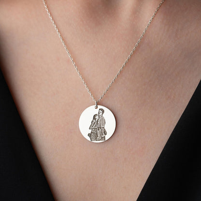 925 Ayar Gümüş Karakalem Çizimli Fotoğraf Kolye