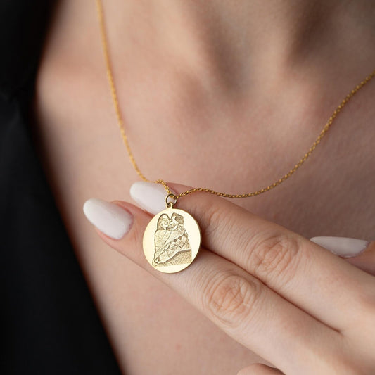 925 Ayar Gümüş Karakalem Çizimli Fotoğraf Kolye