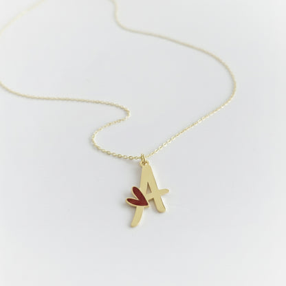 925 Ayar Gümüş Kalp Detaylı Kişiye Özel Harf Kolye