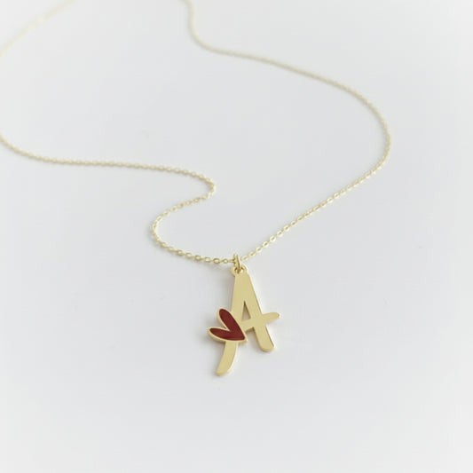 925 Ayar Gümüş Kalp Detaylı Kişiye Özel Harf Kolye