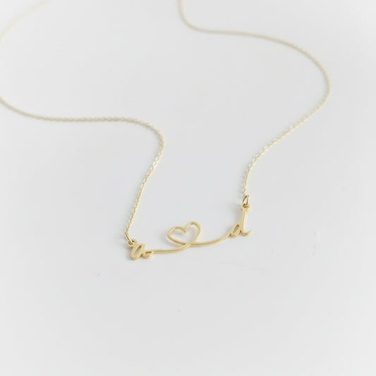 925 Ayar Gümüş Kalp Tasarımlı Kişiye Özel Harf Kolye