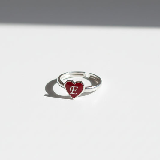 925 Ayar Gümüş Ayarlanabilir Kişiye Özel Harfli Kalpli Yüzük
