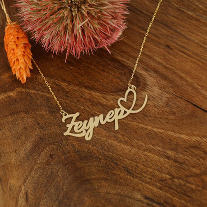 925 Ayar Gümüş Kişiye Özel Kalpli İsim Kolye